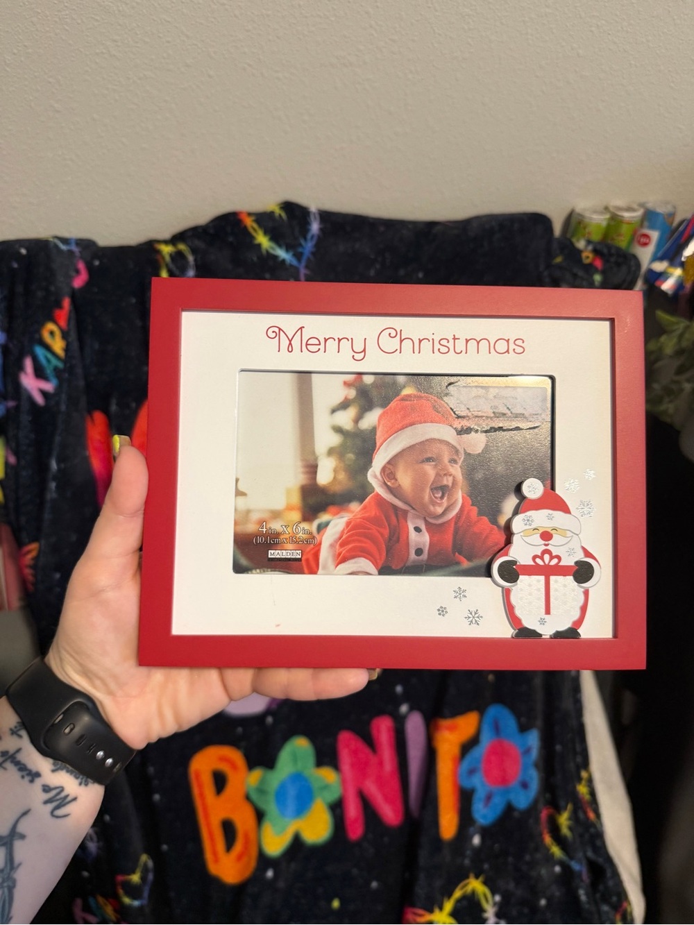 Merry Christmas Red Kids Photo Frame - Holiday Picture Holder